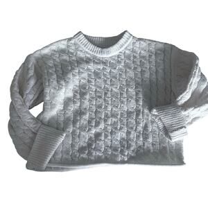 Zara Cream Cable Knit Crewneck Sweater - Size 8/9
